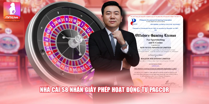Nhà cái S8 nhận giấy phép hoạt động từ PAGCOR